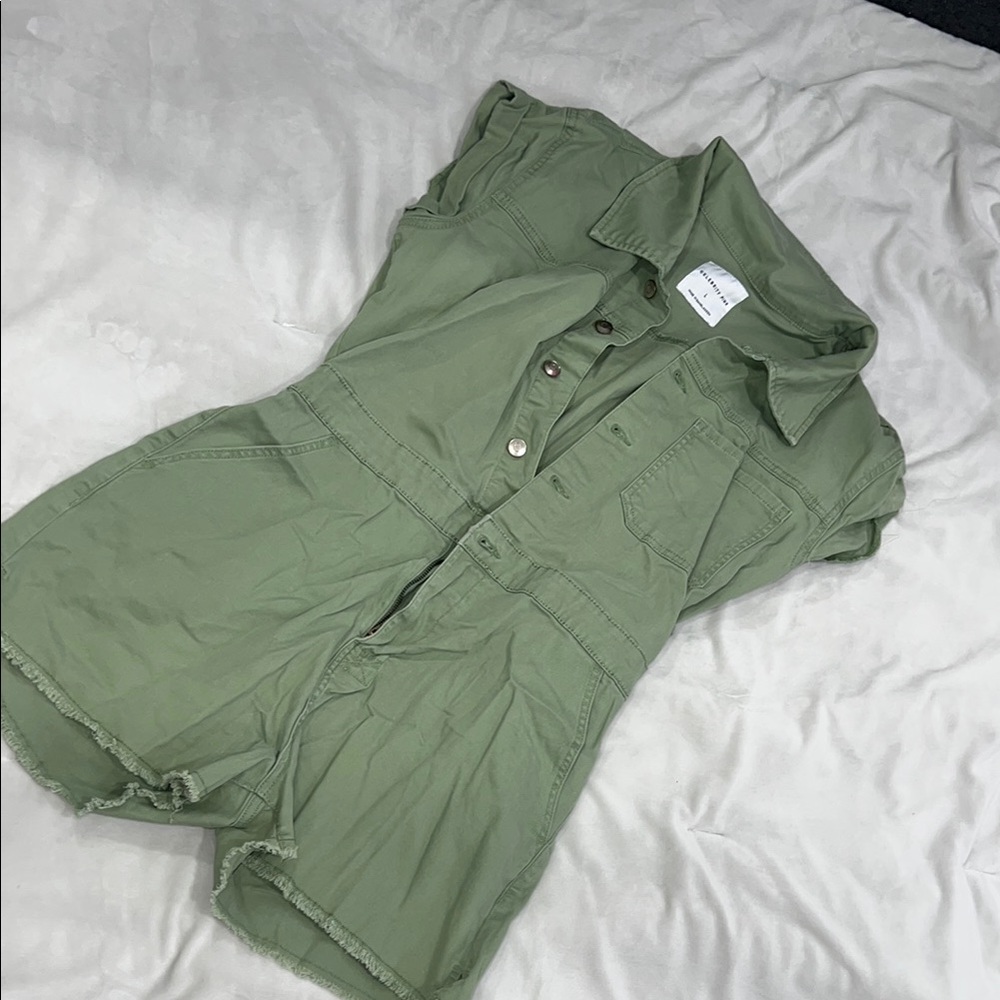 Green Button-Up Romper